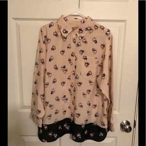 Adorable Button Down Blouse With Doggy Prints